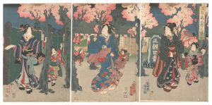 国貞二代「浅草奥山桜花盛之図」