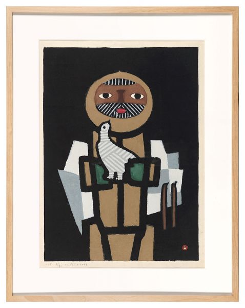 畦地梅太郎「鳥と山男」