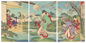 周延「江戸風俗 朧春花之夜桜」