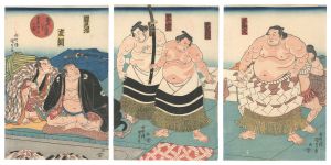 国貞初代「勧進大相撲八景　支度部屋之図」