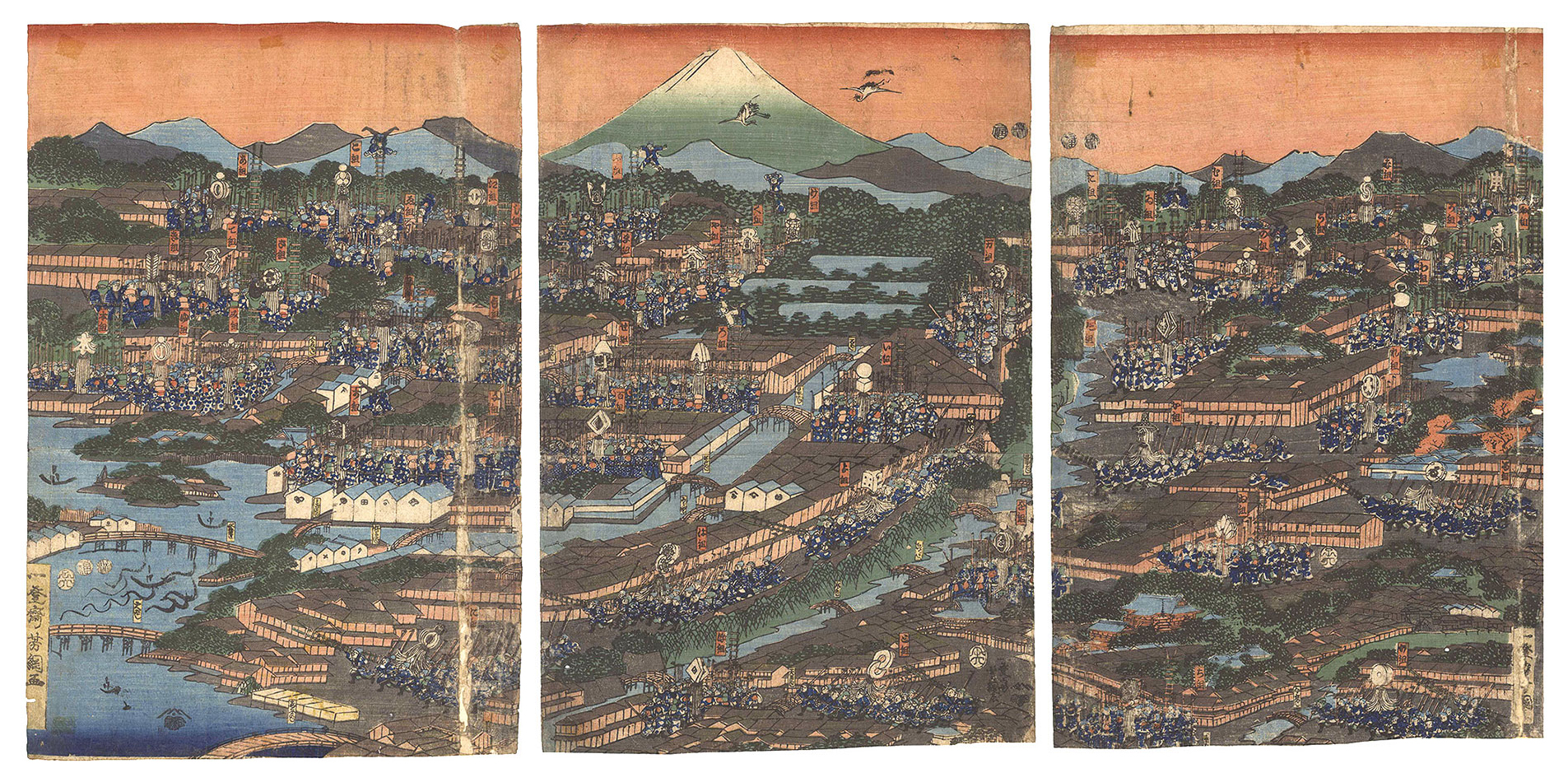 芳綱「江戸町並火消し之図」