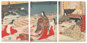 周延「吉野皇居月見御筵之図」