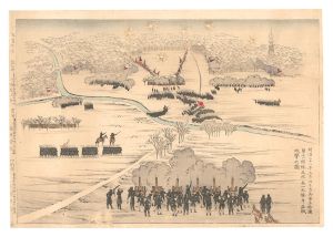 芳宗二代「明治二十八年三月四日歩兵第五旅団第十八連隊及砲兵一大隊牛荘城攻撃之図」