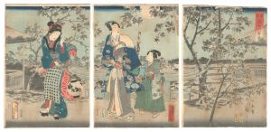 東都隅田川夜桜　／　広重二代 国周