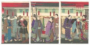 間口廾五間奥行卅間余 新富座本普請出来之図　／　国周