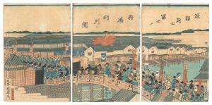 国輝二代「源頼朝公富士ノ狩場行列ノ図」