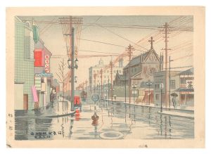 新京都十二景　河原町明方小雨　／　浅野竹二