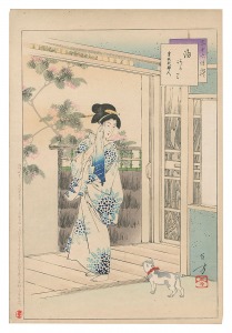 三十六佳撰　湯あかり 寛政頃婦人　／　年方