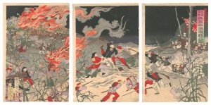 大日本ト清国ト両軍平城激戦之図　／　小国政