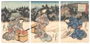 Group of Pilgrims Going to the Mitsumine Shrine for a Special Viewing / Toyokuni III