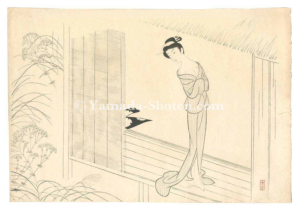 Komura Settai “Miss Osen - On the Verandah”