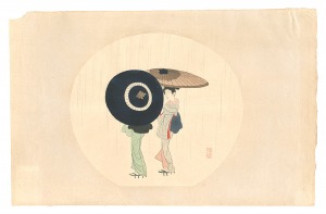 Uchiwa-e: Spring Rain / Komura Settai