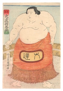相撲 新版すもうづくし「浮世絵明治20年頃の東京相撲力士：剣山 大達他16力士」 相撲・力士 | 浮世絵 | 山田書店美術部オンラインストア