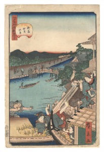 Comical Views of Famous Places in Edo / No. 33: View of the Myoken Temple in Yanagishima / Hirokage