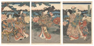 The Splendor of Butterflies and Peonies in the Garden / Toyokuni III