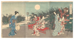 Customs of Japan: Night View of the Garden / Chikanobu