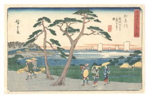 東海道五十三次之内　加奈川 浅間下より台を見る図　／　広重初代