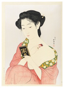 Rain at Yaba Gorge  / Woman Applying Make-up【Reproduction】 / Hashiguchi Goyo
