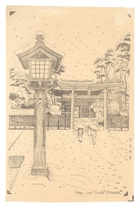Meiji Shrine (key block print) / Noel Nouet