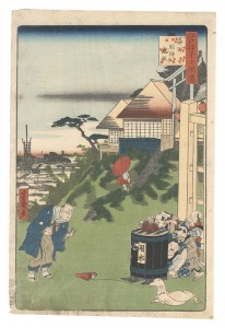 Sands of Edo: Children's Games / East Slope at Kanda Myojin Shrine / Yoshiiku