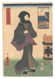 One Hundred Beautiful Women at Famous Places in Edo / Inn at Mount Narita / Toyokuni III and Kunihisa