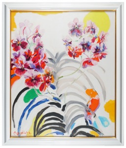 高間惣七「蘭花と鳥」