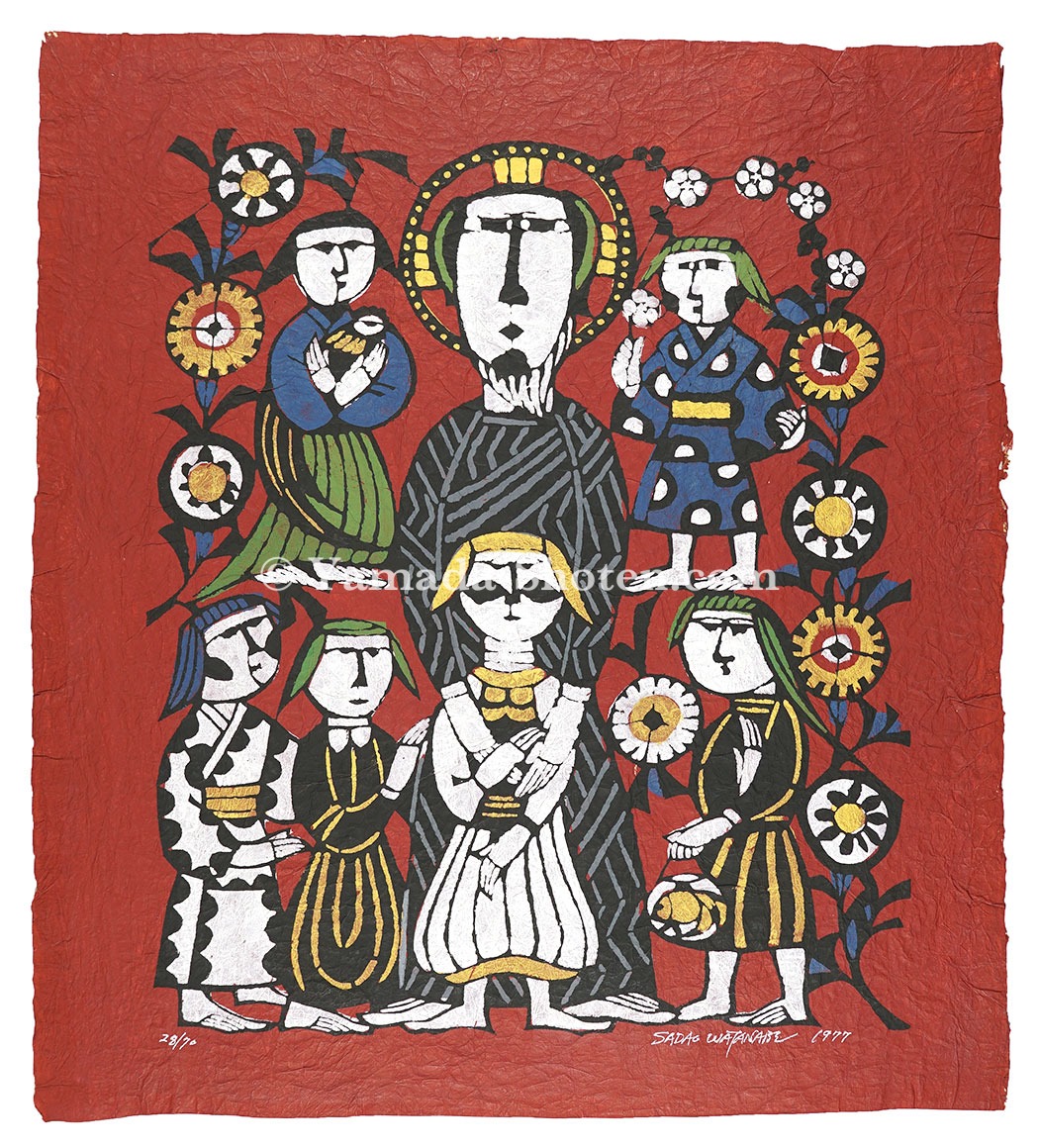 聖家族 渡邉禎雄作 The Holy Family, 1978 渡辺禎雄「キリストと子供」 | 山田書店美術部オンラインストア
