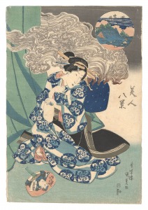 国貞初代「美人八景　回向院の晩鐘」