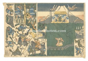 Toyohisa / Kumiage-e: Lord Yoritomo's Hunting Party at Mount Fuji [組上絵　頼朝公富士のまきがりづ]