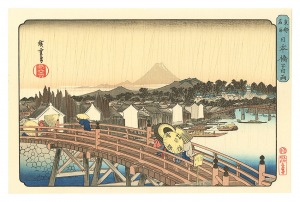 広重初代「東都名所　日本橋之白雨【復刻版】」