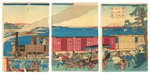 東京蒸気車馬車人力繁栄図