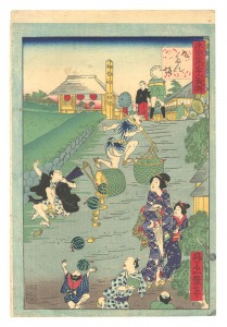 一景「東京名所三十六戯撰　九たん坂」