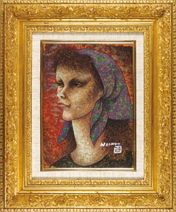 自筆画 スカーフの女 ／ 中村直人