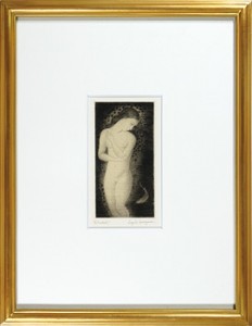 水浴の少女と魚 ／ 長谷川潔